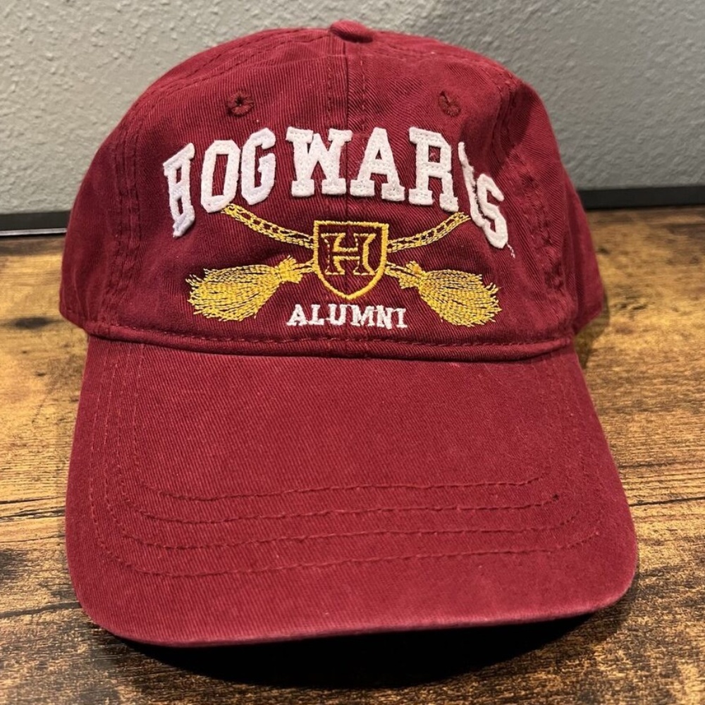 Harry Potter Hogwarts Alumni Hat Burgundy Adjustable Strapback Cap BroomSticks